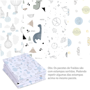Toalha Multiuso Papi Luxo Estampada 60cm X 60cm Contém 05 Unidades