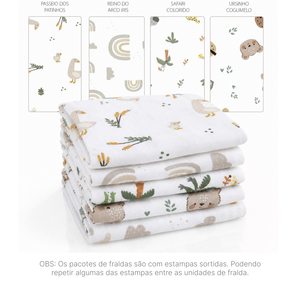 Fralda Premium Mami C/ Bainha Estampada 70cm X 70cm Caixa Contem 05 Un