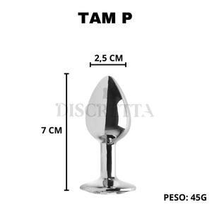 Plug Anal de aço com Joia P - 7x2,5cm