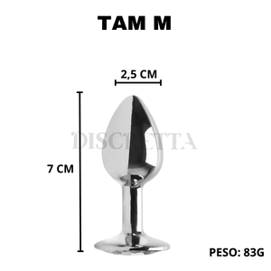 Plug Anal de Aço com Joia M - 8x3,5cm