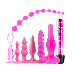 Kit Plug Anal de Silicone Jelly com Vibrador 8 Itens