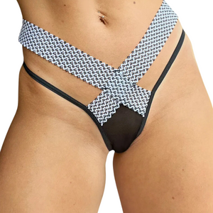 Calcinha Fio Dental Strappy e Tule Preto