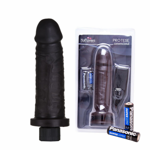 Pênis com vibrador - Dildo Realístico Preto 17x5cm