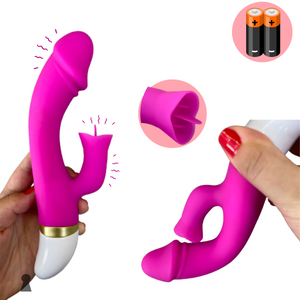 Vibrador Ponto G com Estimulador de Clitóris Língua Mágica - 12 Modos