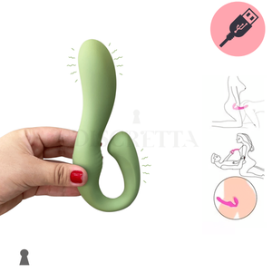 Vibrador Duplo Motor Strapless com Estimulador Lesbica ou Inversão de Papéis