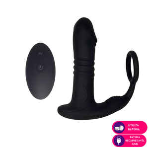 Massageador Vibrador de Próstata Vai e Vem com Anel Peniano via Aplicativo MPP1342