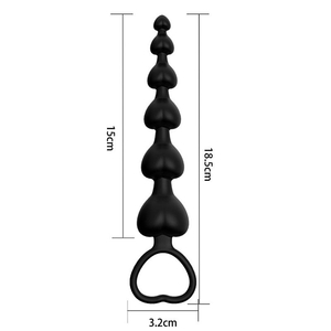 Plug Anal Silicone Escalonado com Puxador 18cm