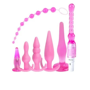 Kit Plug Anal Pequeno Grande Vibrador Masturbador 7 Peças