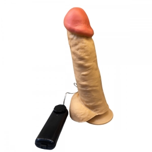 Pênis Realista Grosso com Escroto e Vibrador 19x5,5cm