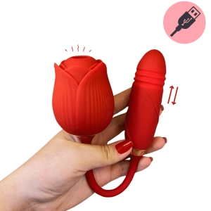 Vibrador Flor Rosa Vai e Vem com Sugador de Clitóris