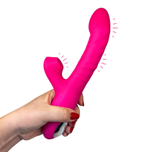 Vibrador Recarregável Vai e Vem com Sugador de Clitóris