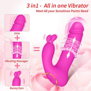 Vibrador com Anel Vai e Vem e Estimulador Rabbit com Controle e Aplicativo