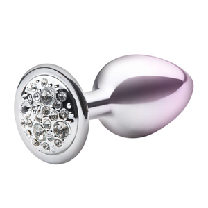 Plug Anal Pequeno de Aço Bicolor Cravejado com Strass