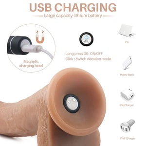 Pênis Realista com Vibrador sem Fio Recarregável e Ventosa