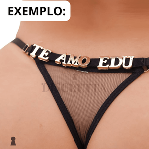 Calcinha Personalizável Fio Dental em Tule Letras