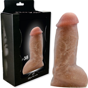 Pênis Realista Grosso com Escroto e Entrada para Vibrador 14x6,5cm