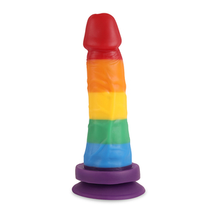 Pênis Realista com Ventosa Pride Arco Iris Colorido 16cm