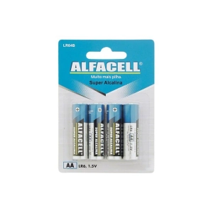 Pilha Super Alcalina AA Alfacell 4 Unidades