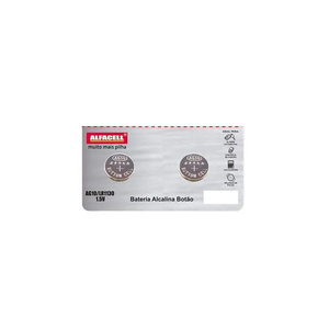 Bateria Alcalina Botão AG10 LR1130 Alfacell 2 Unidades