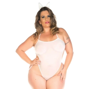 Fantasia Plus Mini Coelha Body Tule com Rabinho e Orelhas de Pelúcia