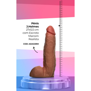 Pênis Realista Gigante John Holmes com Escroto 27cm