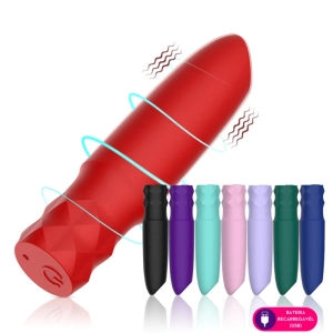 Vibrador Bullet Cápsula Vibratória Ponta Achatada 10 Modos de Vibração