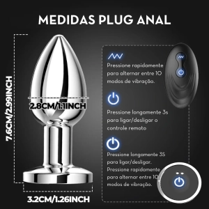 Plug Anal de Aço com 10 Modos de Vibração e Controle Remoto