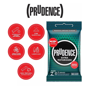 Preservativos Extra Texturizados Mais Prazer Prudence 3 Unidades
