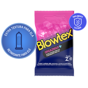 Preservativos Orgazmax Extra Textura e Retardante Blowtex 3 Unidades