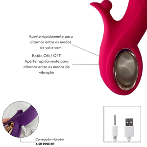 Vibrador Vai e Vem Estimulador Clitóris e Ponto G com Aquecimento