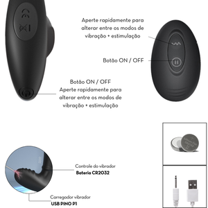Plug Anal em Silicone com Vibrador e Controle