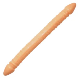 Pênis Realista Duplo Flexível com Relevos Massageadores 33x3,5cm