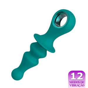 Plug Anal Escalonado 12 Modos de Vibração em Silicone com Alça 16x3,5cm