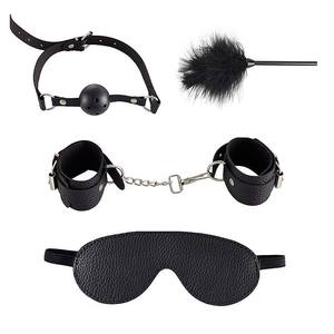 Kit Bondage Algema Venda Mordaça e Pena Estimuladora