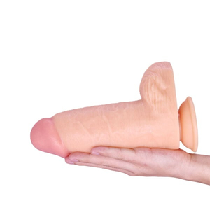 Pênis Super Realista Enorme com Escroto Ventosa e Glande Saliente 25x8cm