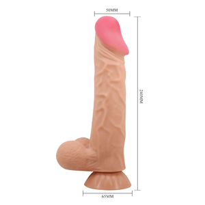Pênis Realista com Vibrador Escroto e Ventosa Dupla Camada 24x5cm