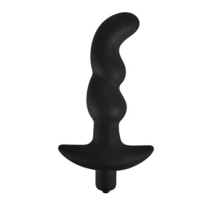 Plug Anal com Vibrador em Silicone Escalonado e Ponta Curvada