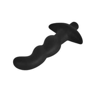 Plug Anal com Vibrador em Silicone Escalonado e Ponta Curvada