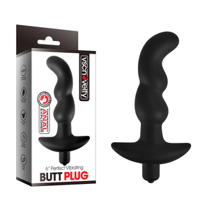 Plug Anal com Vibrador em Silicone Escalonado e Ponta Curvada