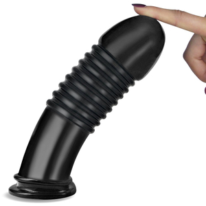 Plug Anal Grande em Silicone com Ventosa e Relevos Massageadores