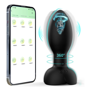 Plug Anal Vibratório Via Aplicativo com Rotação 360° em Silicone