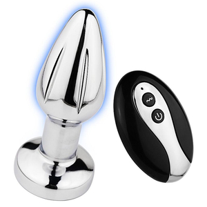 Plug Anal de Aço Pequeno com Vibro LED e Controle Remoto