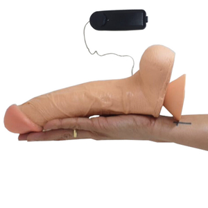 Pênis Realista Veias Saltadas com Vibrador Escroto e Ventosa 20x5cm