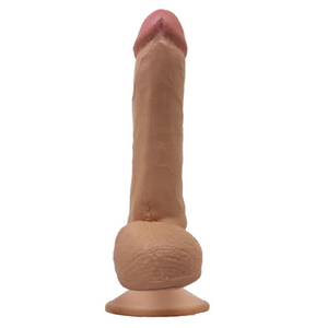 Pênis Realista Grosso Glande Saliente com Escroto e Ventosa 23x5,5cm