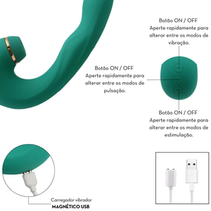 Vibrador 3 em 1 Sugador Clitoriano com Linguinha Penetrador Ponto G com Pulsação e Vibração