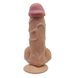 Pênis Realista Grosso Veias Saltadas com Escroto e Ventosa 17x5cm