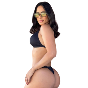 Conjunto Biquíni Liso com Bojo Fita Fio Dental Sensual
