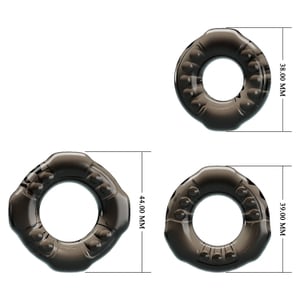 Anel Peniano em Silicone Flexível Kit com 3 Unidades
