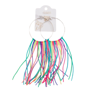 Argola com Fios Colorido Brinco Bloquinho Carnaval