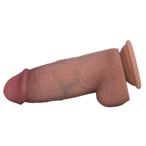 Pênis Super Realista Grosso Veias Saltadas com Escroto e Ventosa 21x6cm